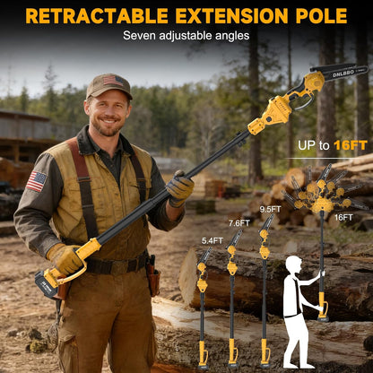 2-in-1 6 IN Electric Pole Saw & Mini Chainsaw, Cordless Battery Pole Saws for Tree Trimming, 21V Cordless Battery Chainsaw Powered with 2 Batteries, Lightweight Tree Trimming Tool for Small Branches