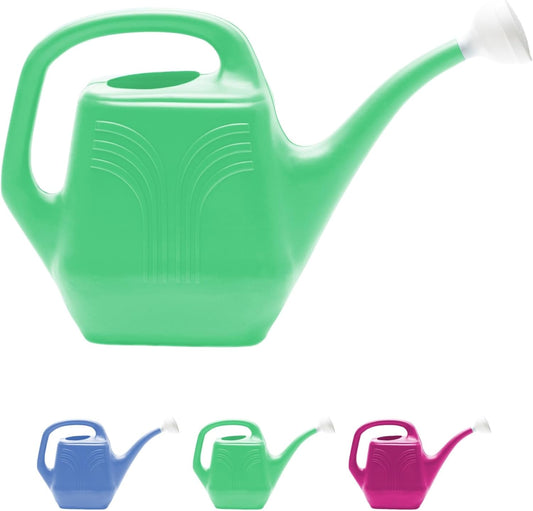 Classic 2 Gallon Plastic Watering Can - Indoor/Outdoor with 256 Fl Oz Capacity, Removable Nozzle, Mint Green