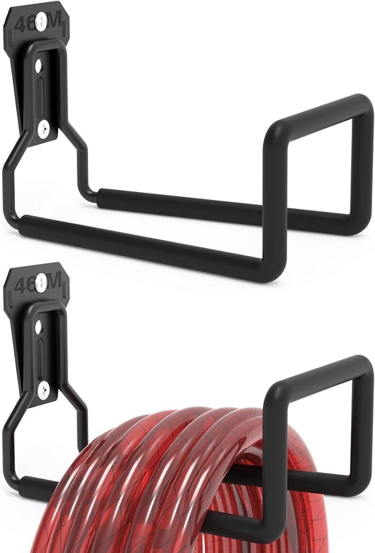 Metal Garden Hose Holder Wall Mount – Heavy Duty Water Hose Hanger for Outside Yard, Sturdy Hose Holder for Garden Hose, Hose Storage Hook for Extension Cord, Garage & Backyard