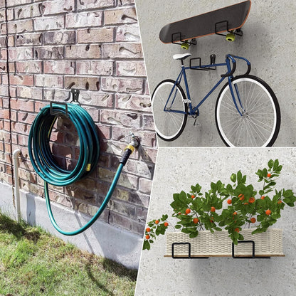 Metal Garden Hose Holder Wall Mount – Heavy Duty Water Hose Hanger for Outside Yard, Sturdy Hose Holder for Garden Hose, Hose Storage Hook for Extension Cord, Garage & Backyard
