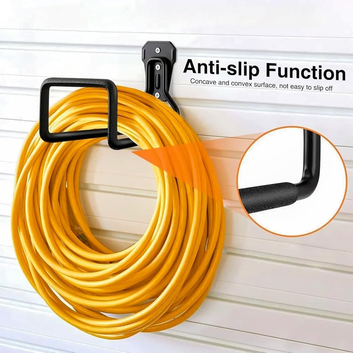 Metal Garden Hose Holder Wall Mount – Heavy Duty Water Hose Hanger for Outside Yard, Sturdy Hose Holder for Garden Hose, Hose Storage Hook for Extension Cord, Garage & Backyard