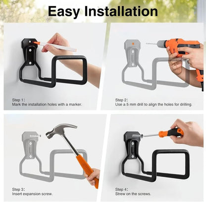 Metal Garden Hose Holder Wall Mount – Heavy Duty Water Hose Hanger for Outside Yard, Sturdy Hose Holder for Garden Hose, Hose Storage Hook for Extension Cord, Garage & Backyard
