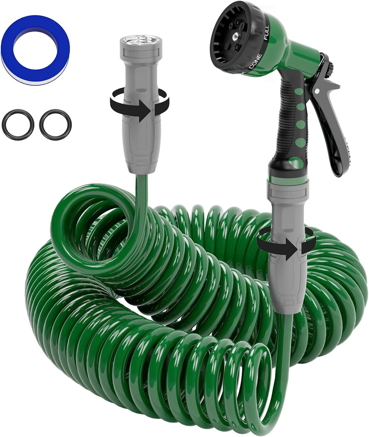 3/8" Lightweight Coil Garden Hose 50 FT, EVA Flexible Water Hose