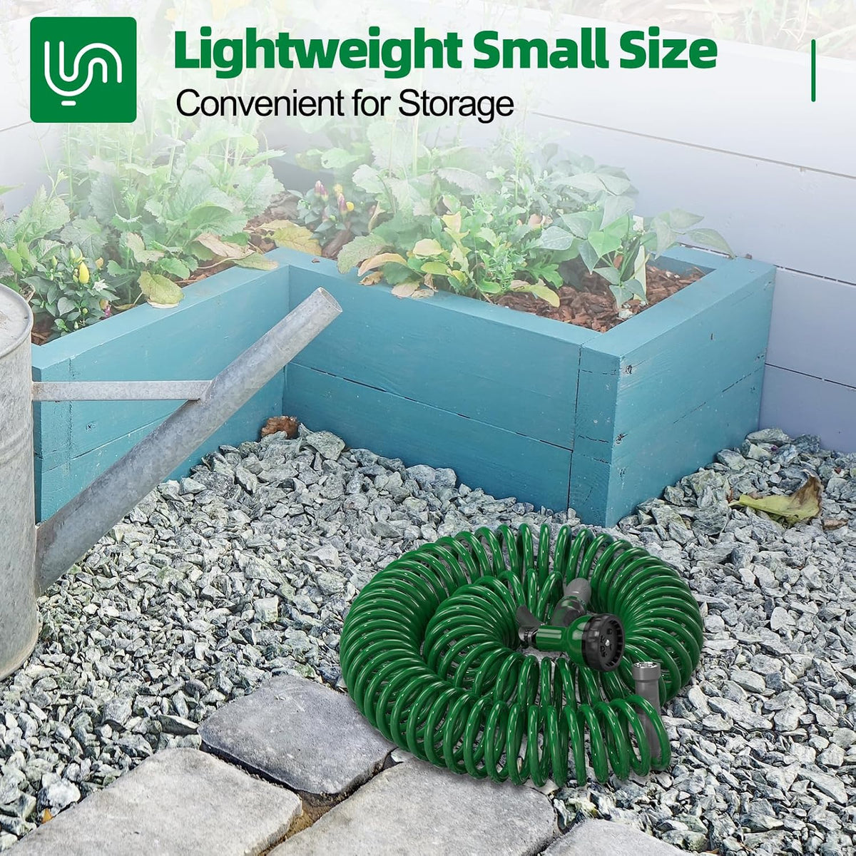 3/8" Lightweight Coil Garden Hose 50 FT, EVA Flexible Water Hose