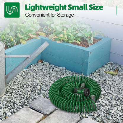 3/8" Lightweight Coil Garden Hose 50 FT, EVA Flexible Water Hose
