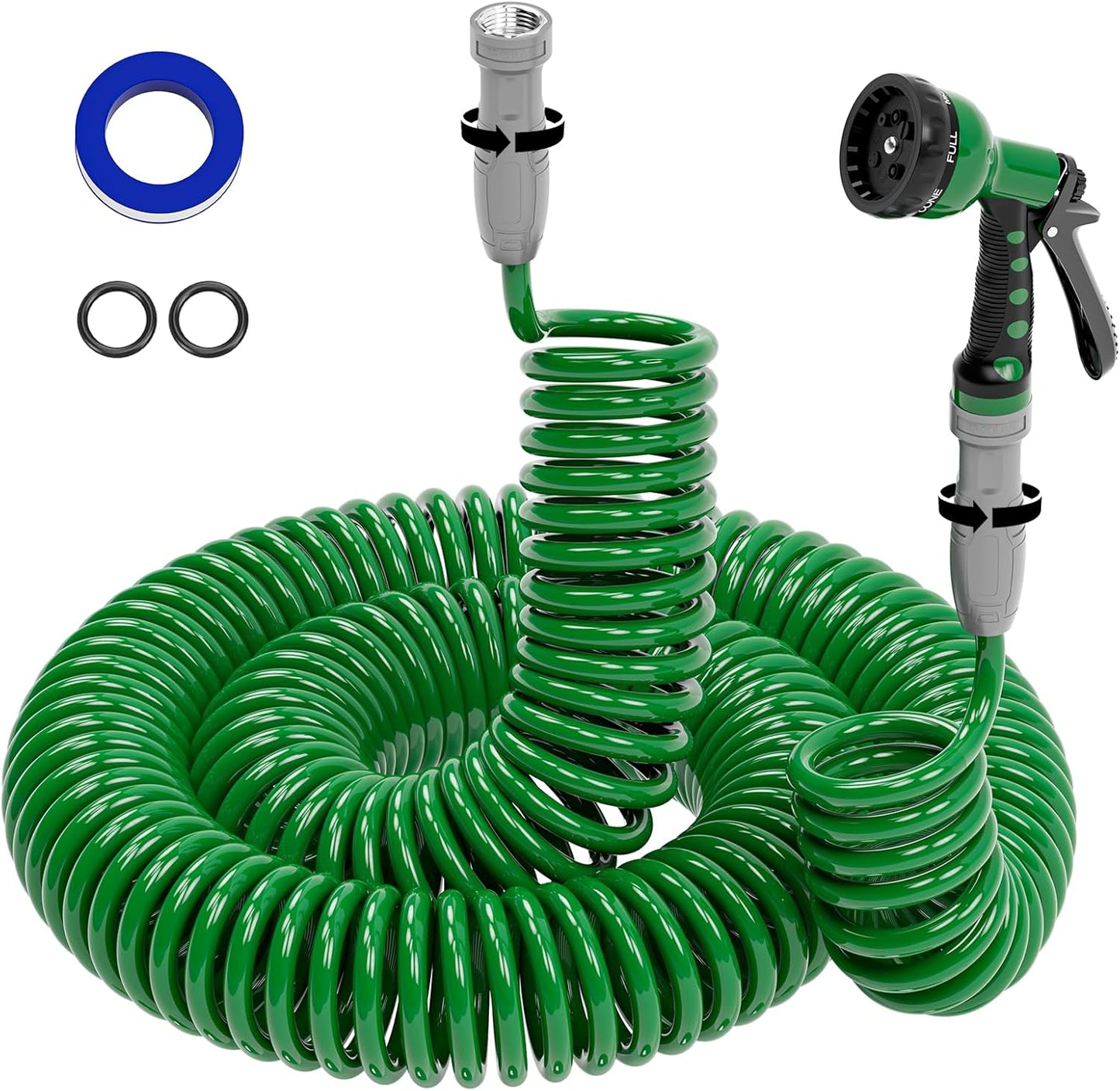 3/8" Lightweight Coil Garden Hose 50 FT, EVA Flexible Water Hose