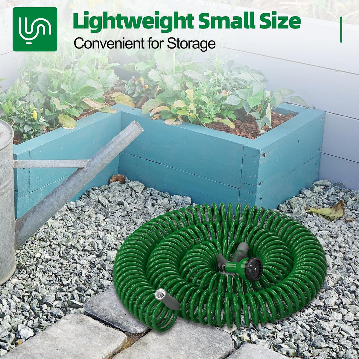 3/8" Lightweight Coil Garden Hose 50 FT, EVA Flexible Water Hose