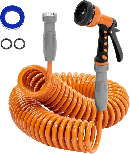 3/8" Lightweight Coil Garden Hose 50 FT, EVA Flexible Water Hose
