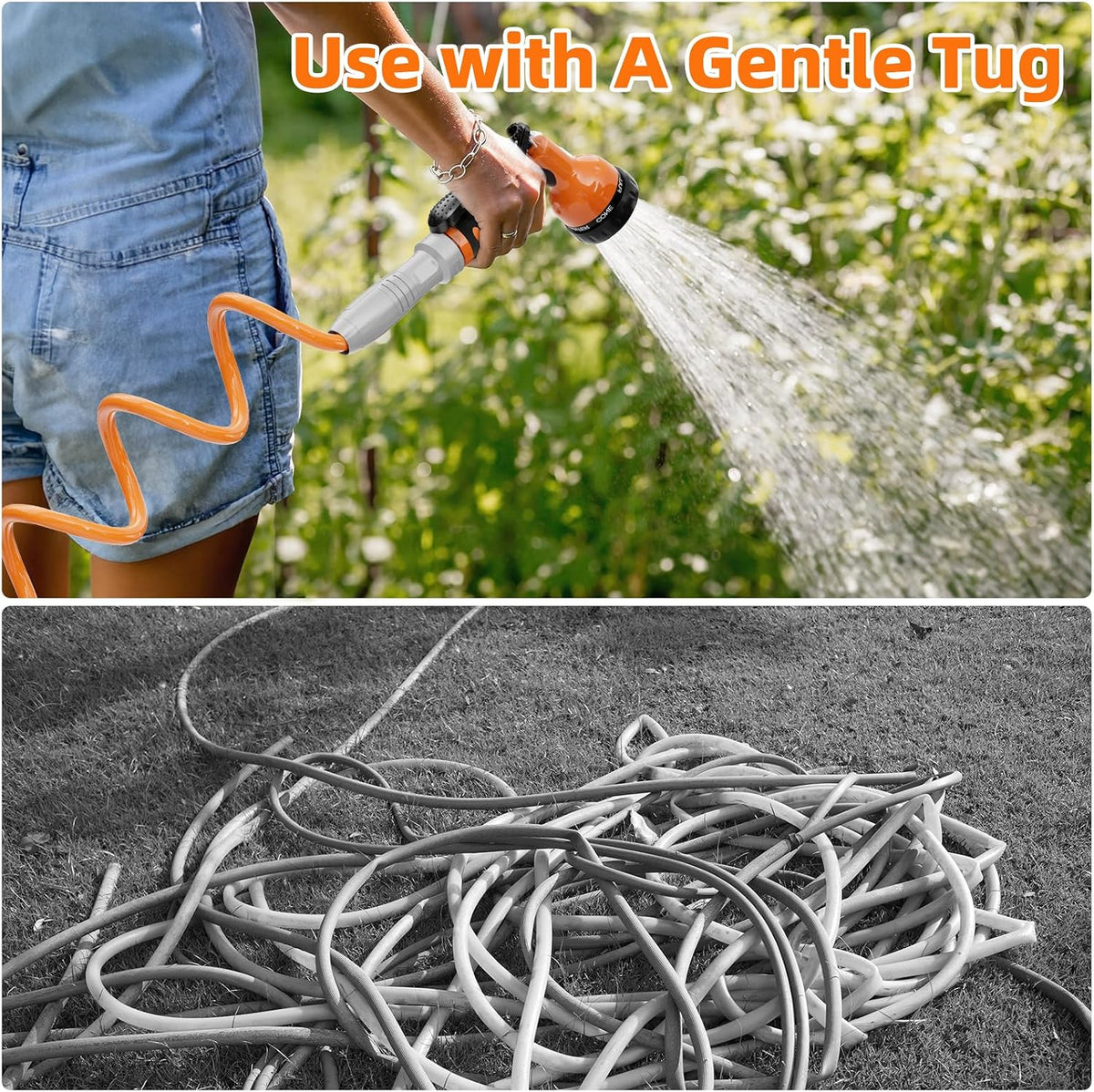 3/8" Lightweight Coil Garden Hose 50 FT, EVA Flexible Water Hose