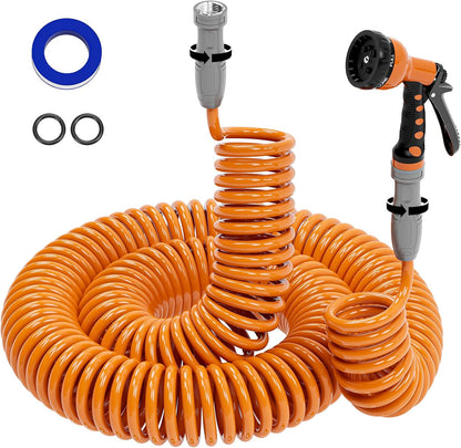 3/8" Lightweight Coil Garden Hose 50 FT, EVA Flexible Water Hose