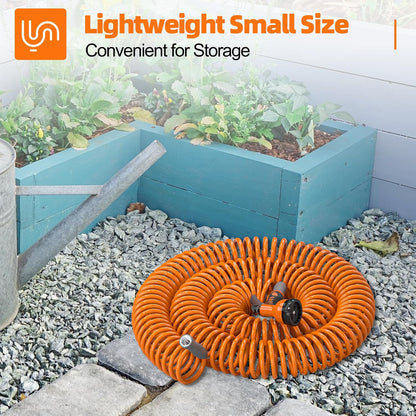 3/8" Lightweight Coil Garden Hose 50 FT, EVA Flexible Water Hose