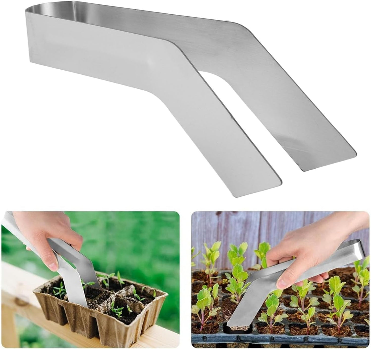 Seedling Transplant Tong Stainless Steel Gardening Tool Professional Plant Transplanting Plier for Reducing Root Damage Ideal for Gardeners and Plant Enthusiasts (53mm)