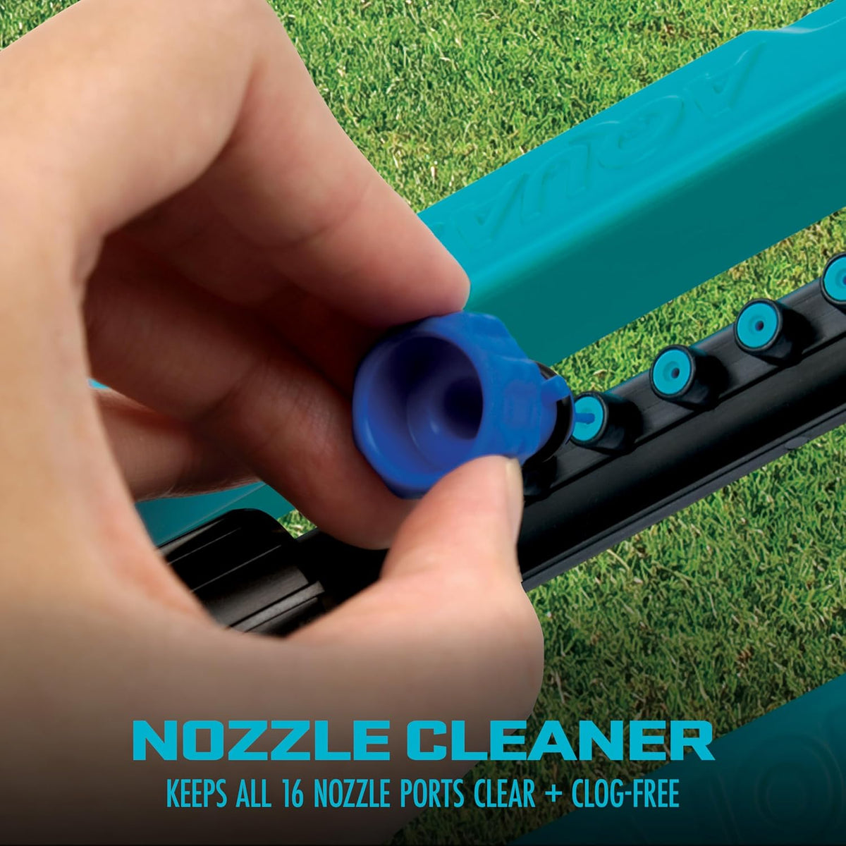 Oscillating Sprinkler with Adjustable Spray, 16 Clog-Resistant Nozzles, Metal Base & 3600 Square Foot Coverage, Compatible with Garden Hoses