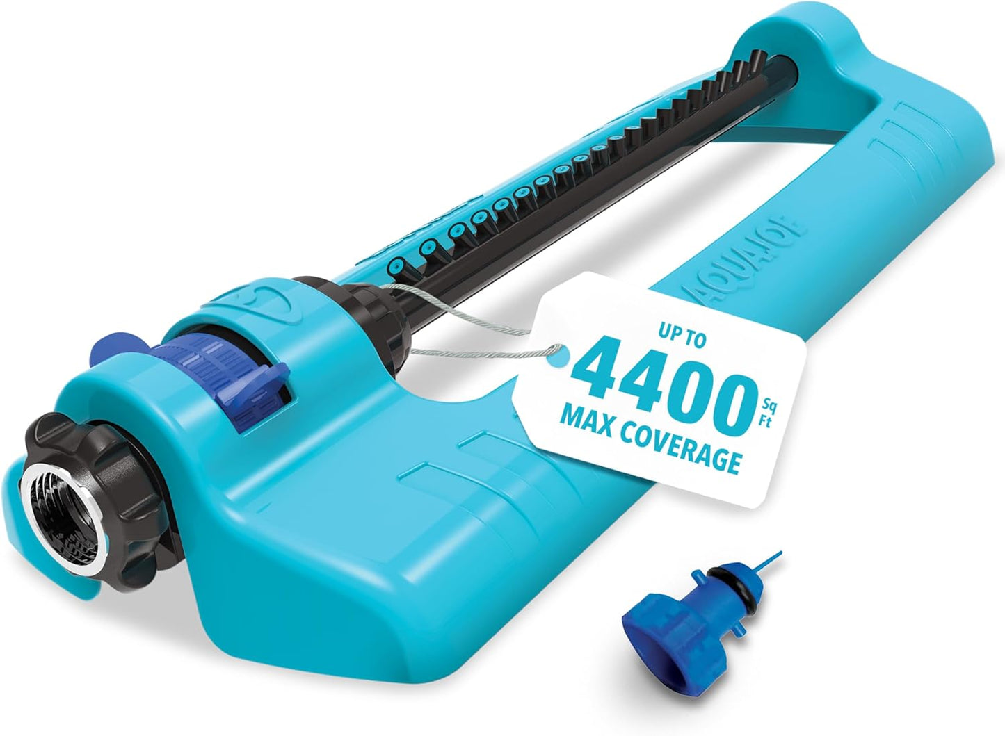 Oscillating Sprinkler with Adjustable Spray, 16 Clog-Resistant Nozzles, Metal Base & 3600 Square Foot Coverage, Compatible with Garden Hoses