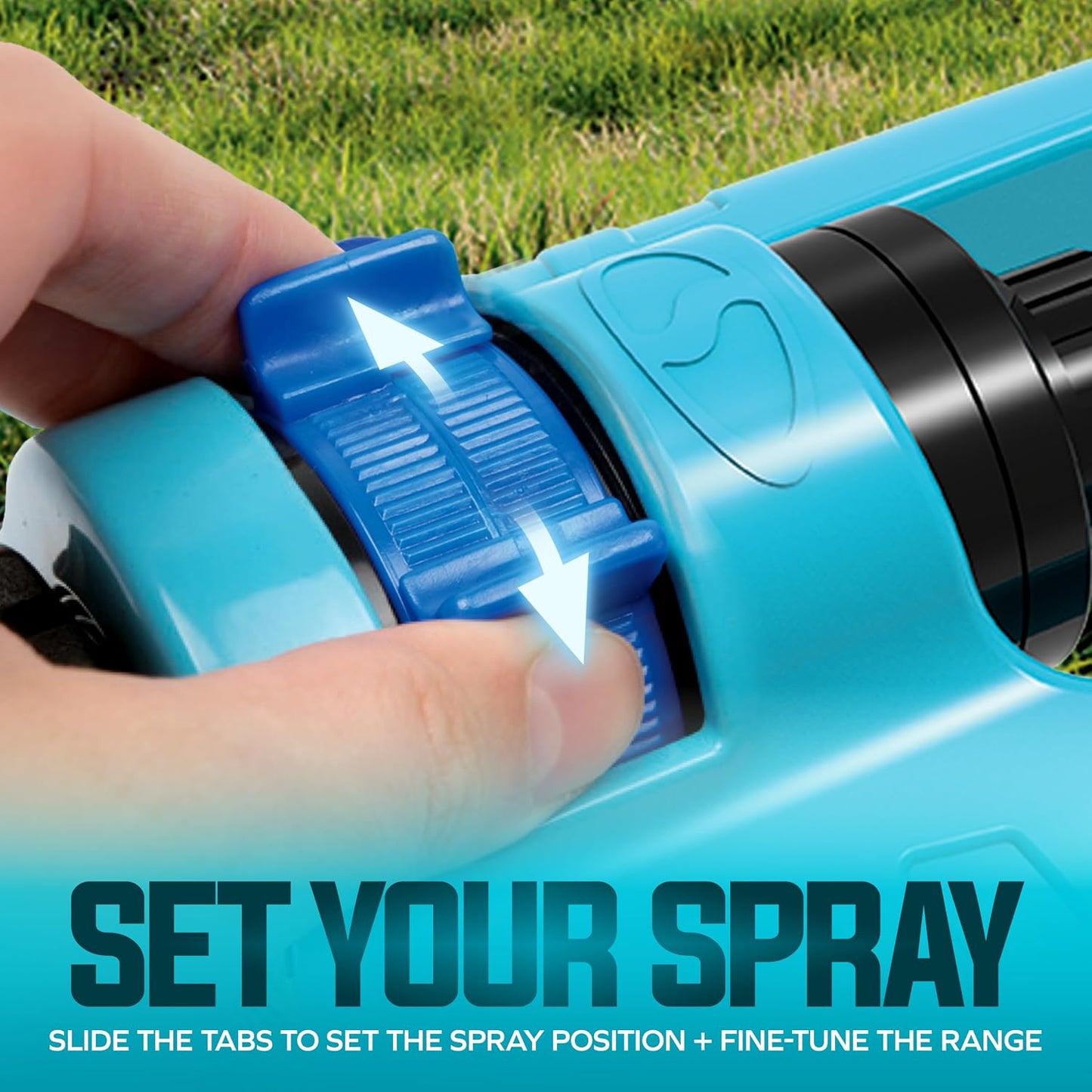 Oscillating Sprinkler with Adjustable Spray, 16 Clog-Resistant Nozzles, Metal Base & 3600 Square Foot Coverage, Compatible with Garden Hoses