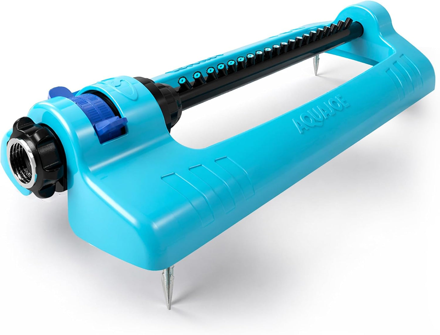Oscillating Sprinkler with Adjustable Spray, 16 Clog-Resistant Nozzles, Metal Base & 3600 Square Foot Coverage, Compatible with Garden Hoses