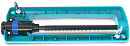 Oscillating Sprinkler with Adjustable Spray, 16 Clog-Resistant Nozzles, Metal Base & 3600 Square Foot Coverage, Compatible with Garden Hoses