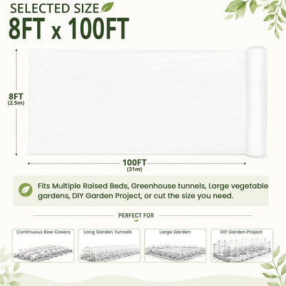 Roll Packed 5x100FT Garden Netting, Fine Mesh Insect Barrier for Plants