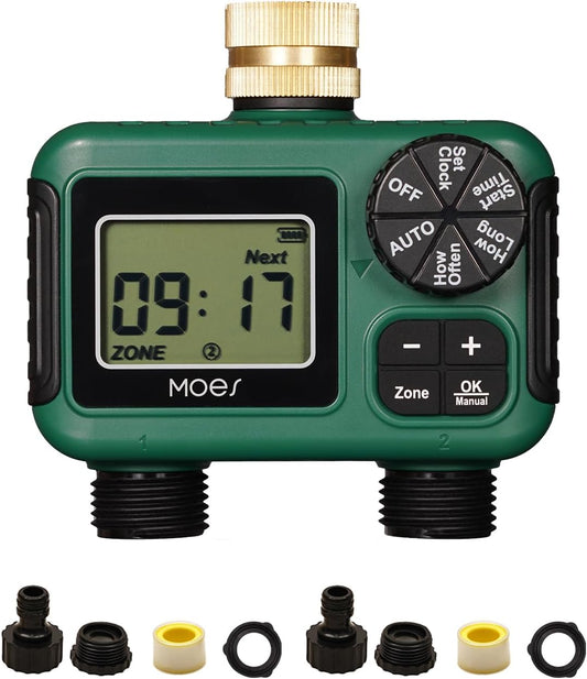 2 Zone Sprinkler Timer for Garden Hose,Brass Inlet Water Timer