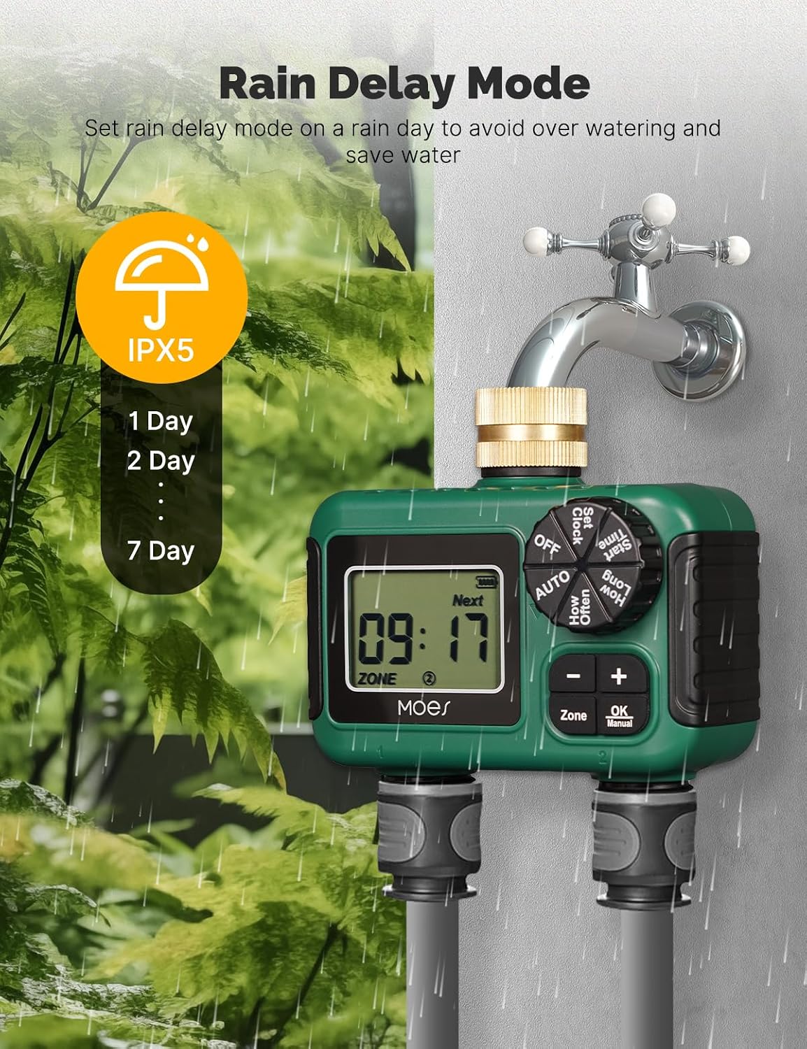 2 Zone Sprinkler Timer for Garden Hose,Brass Inlet Water Timer