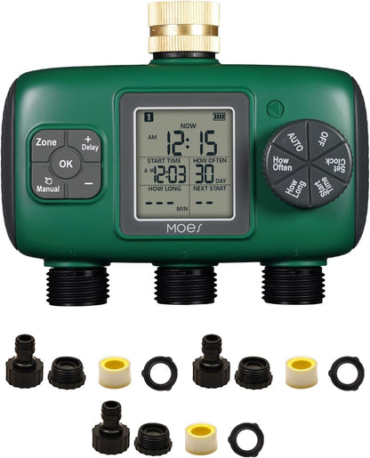 2 Zone Sprinkler Timer for Garden Hose,Brass Inlet Water Timer