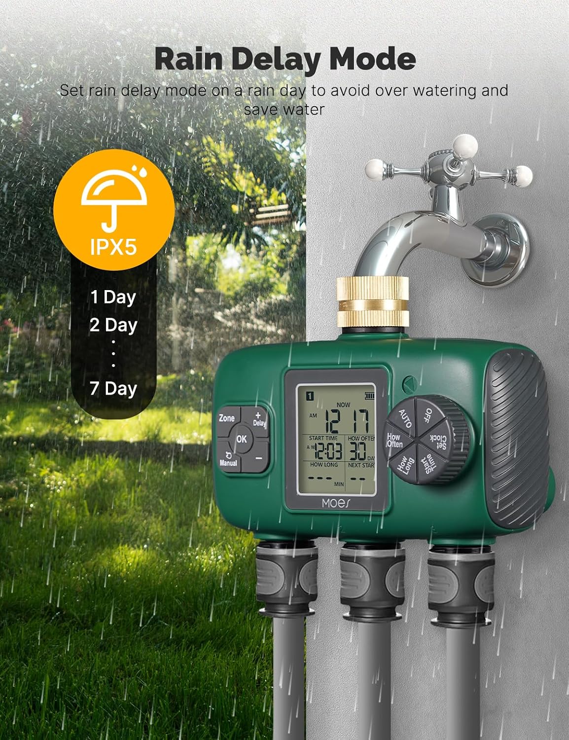 2 Zone Sprinkler Timer for Garden Hose,Brass Inlet Water Timer