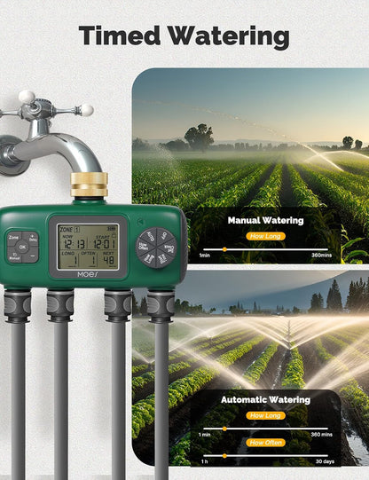 2 Zone Sprinkler Timer for Garden Hose,Brass Inlet Water Timer