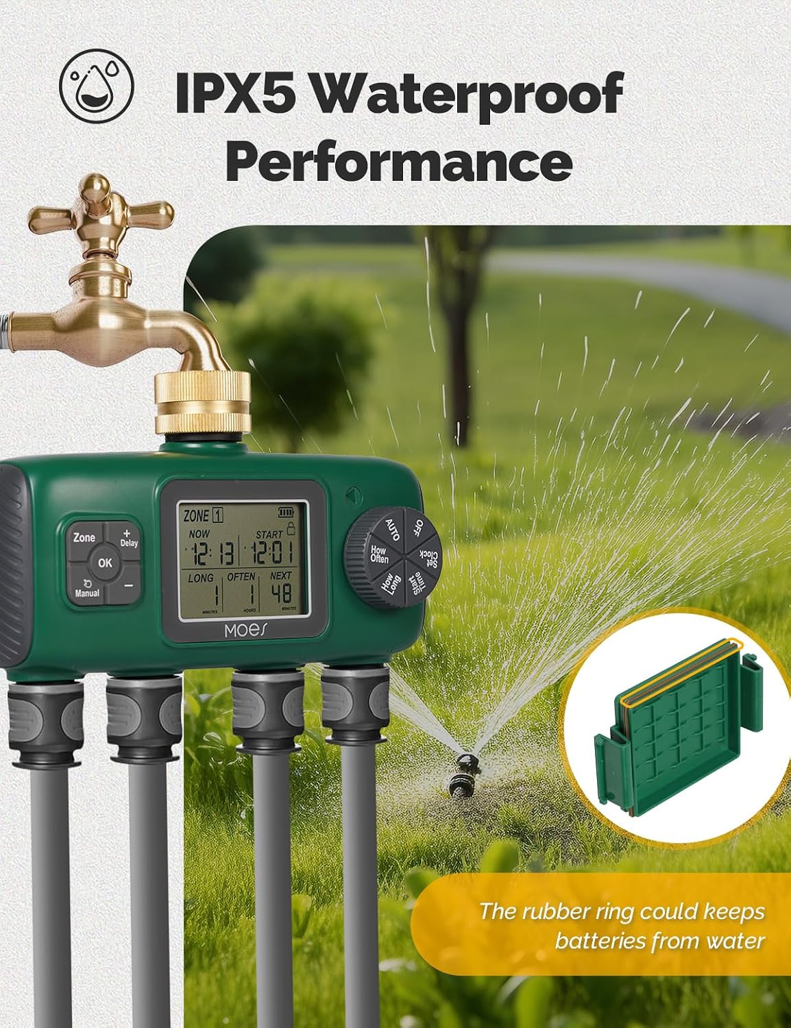 2 Zone Sprinkler Timer for Garden Hose,Brass Inlet Water Timer