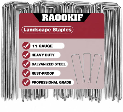 12 Inch Galvanized Garden Landscape Staples, 20/50/100/200Pcs Garden Metal Stakes, 11 Gauge Heavy Duty Ground Stakes for Decoration, Fence and Lawn Use, Fabric Pins