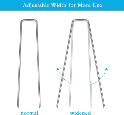 12 Inch Galvanized Garden Landscape Staples, 20/50/100/200Pcs Garden Metal Stakes, 11 Gauge Heavy Duty Ground Stakes for Decoration, Fence and Lawn Use, Fabric Pins