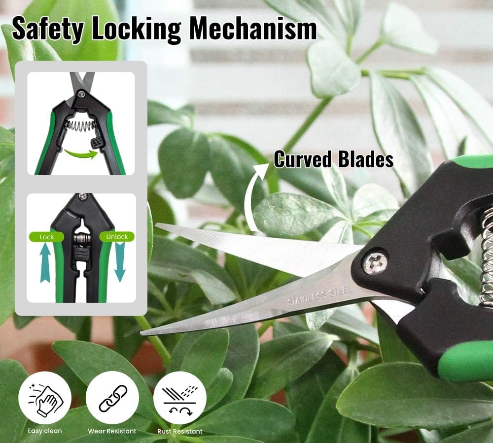 2 Pack Curved Blades Gardening Hand Pruner Pruning Snip
