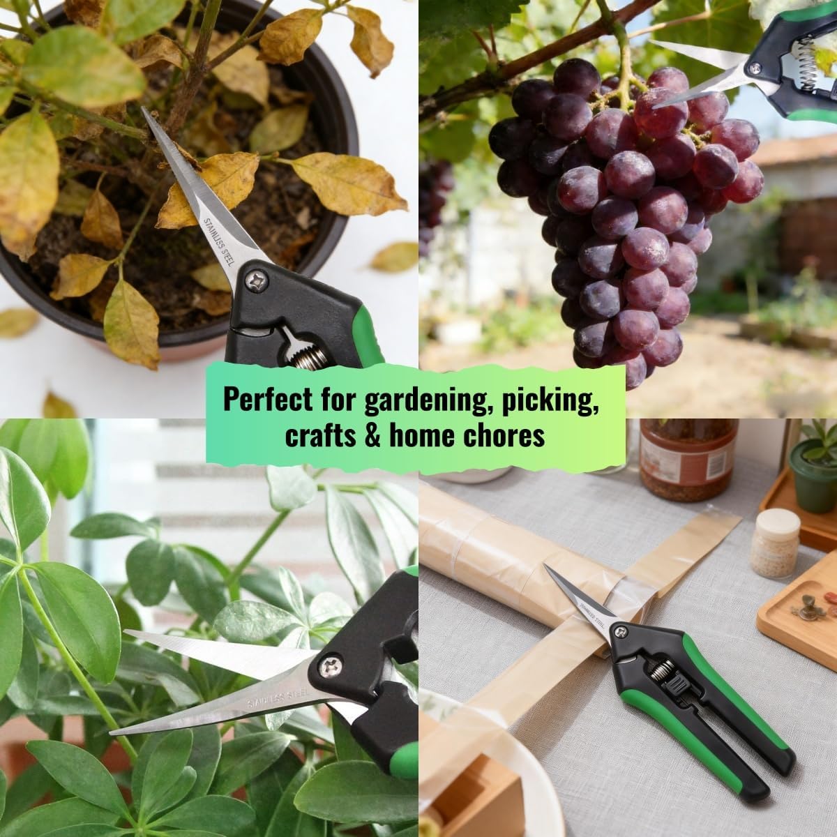 2 Pack Curved Blades Gardening Hand Pruner Pruning Snip