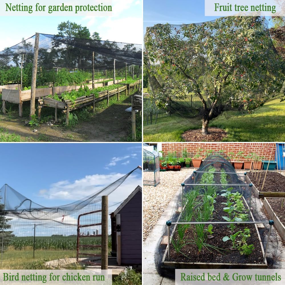 15x15 FT Bird Netting, 1/2" Mesh, Heavy Duty Garden Netting