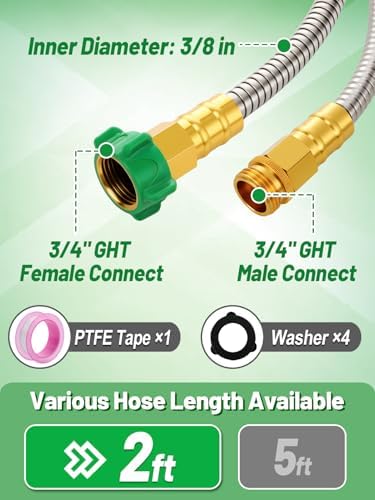 5ft Short Garden Leader Hose with Male to Female Connector