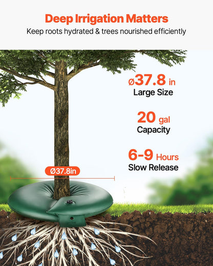 Tree Watering Bag Slow Release, 4 Pack 20 Gallons Tree Watering Bags/Ring, Reusable Refillable Tree Irrigation Ring Water Bags, Heavy Duty Watering System for Shrub Tree Root Drip Irrigation