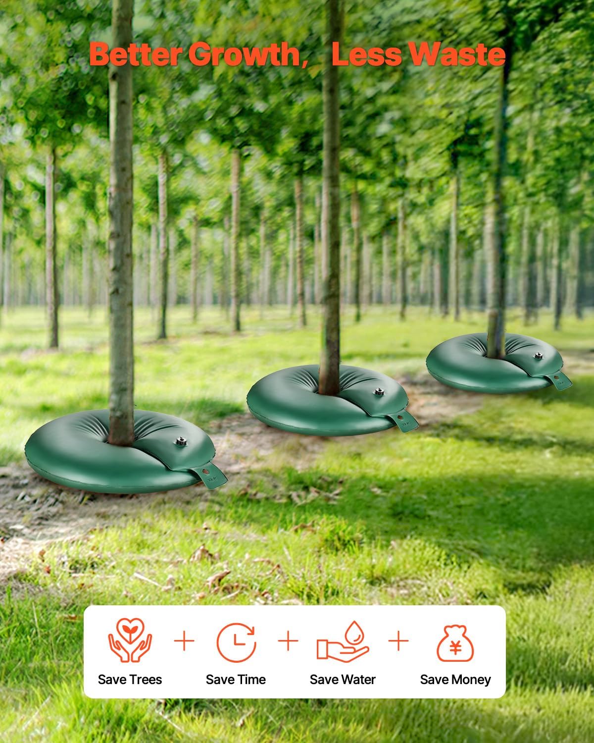 Tree Watering Bag Slow Release, 4 Pack 20 Gallons Tree Watering Bags/Ring, Reusable Refillable Tree Irrigation Ring Water Bags, Heavy Duty Watering System for Shrub Tree Root Drip Irrigation