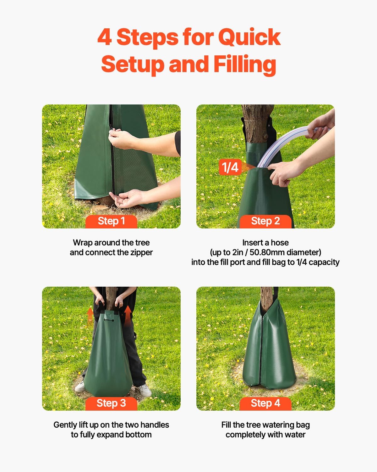 Tree Watering Bag Slow Release, 4 Pack 20 Gallons Tree Watering Bags/Ring, Reusable Refillable Tree Irrigation Ring Water Bags, Heavy Duty Watering System for Shrub Tree Root Drip Irrigation