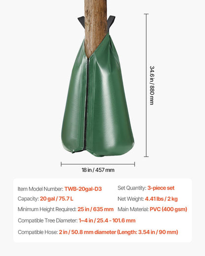 Tree Watering Bag Slow Release, 4 Pack 20 Gallons Tree Watering Bags/Ring, Reusable Refillable Tree Irrigation Ring Water Bags, Heavy Duty Watering System for Shrub Tree Root Drip Irrigation