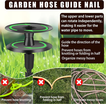 2PCS Metal Garden Hose Guide Spike, Hose Guides for Garden Heavy Duty, Cast Iron Garden Hose Guides for Outside, Rustproof Coated Hose Guide Stakes for Lawn & Yard, Plant & Flower Bed Protection
