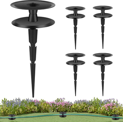 2PCS Metal Garden Hose Guide Spike, Hose Guides for Garden Heavy Duty, Cast Iron Garden Hose Guides for Outside, Rustproof Coated Hose Guide Stakes for Lawn & Yard, Plant & Flower Bed Protection