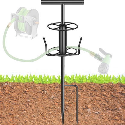 2PCS Metal Garden Hose Guide Spike, Hose Guides for Garden Heavy Duty, Cast Iron Garden Hose Guides for Outside, Rustproof Coated Hose Guide Stakes for Lawn & Yard, Plant & Flower Bed Protection