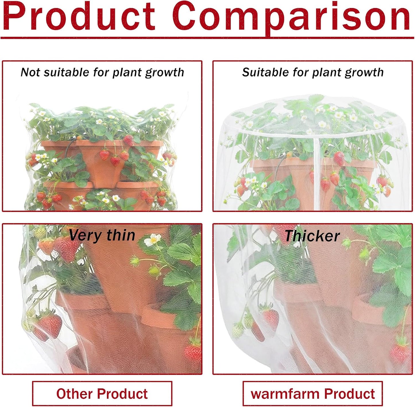 2 Pcs Vertical Plant Pot Insect Netting,5-Tier Stackable Planter Garden Net Cover for Strawberry, Planter Pot Protection Mesh with Drawstring for Strawberry Herb Vegetable Flower Fruit