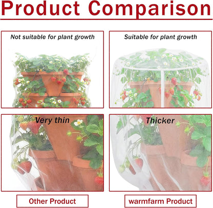 2 Pcs Vertical Plant Pot Insect Netting,5-Tier Stackable Planter Garden Net Cover for Strawberry, Planter Pot Protection Mesh with Drawstring for Strawberry Herb Vegetable Flower Fruit