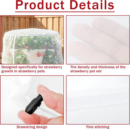 2 Pcs Vertical Plant Pot Insect Netting,5-Tier Stackable Planter Garden Net Cover for Strawberry, Planter Pot Protection Mesh with Drawstring for Strawberry Herb Vegetable Flower Fruit
