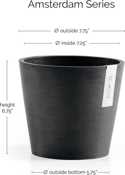 Amsterdam Round Flower Planter, Grey, 10"