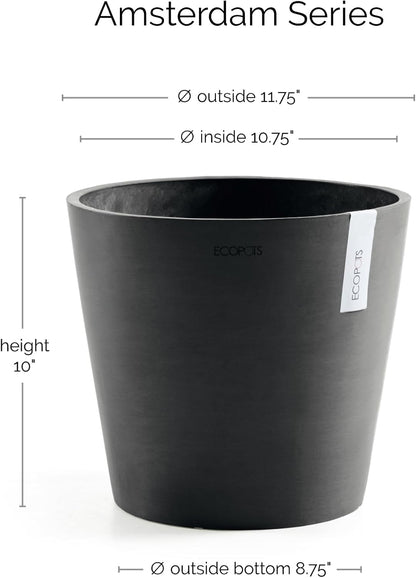 Amsterdam Round Flower Planter, Grey, 10"