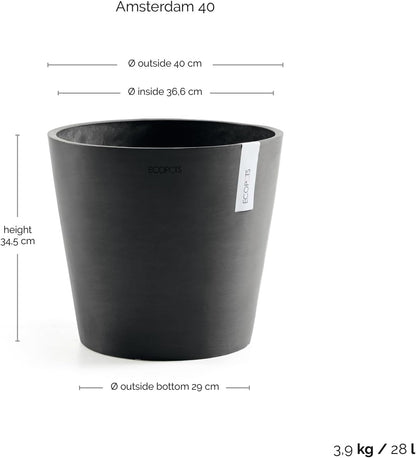 Amsterdam Round Flower Planter, Grey, 10"