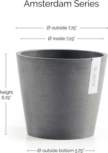 Amsterdam Round Flower Planter, Grey, 10"