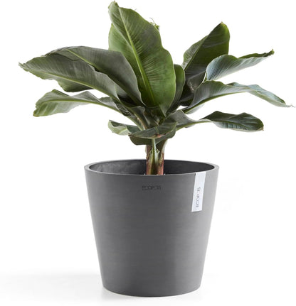 Amsterdam Round Flower Planter, Grey, 10"