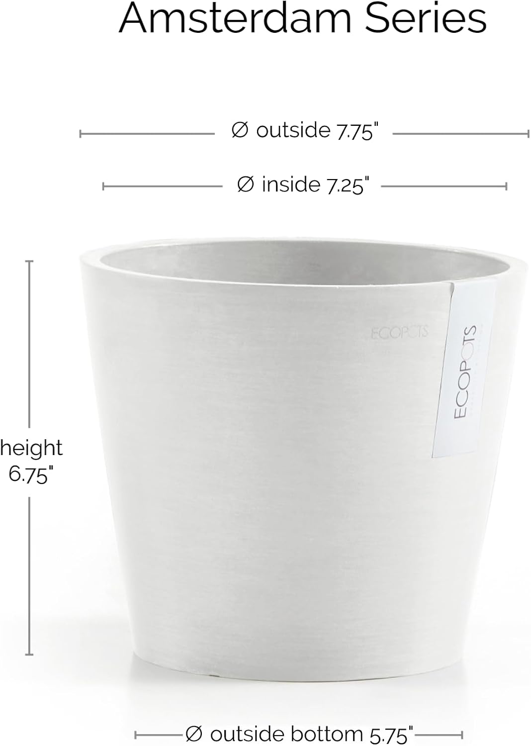 Amsterdam Round Flower Planter, Grey, 10"